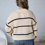 Ember Oversized Striped Sweater – Taupe