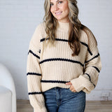 Ember Oversized Striped Sweater – Taupe