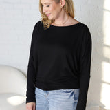 Emberly Dolman Sleeve Hacci Knit Top - Black