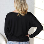 Emberly Dolman Sleeve Hacci Knit Top - Black