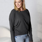 Emberly Dolman Sleeve Hacci Knit Top - Charcoal