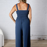 Emberlyn Smocked Top Wide Leg Jumpsuit - Midnight Blue - FINAL SALE