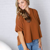Emelina V-Neck Puff Sleeve Top