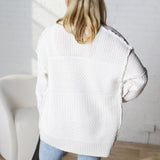 Emen Knit Pattern Cardigan - Off White