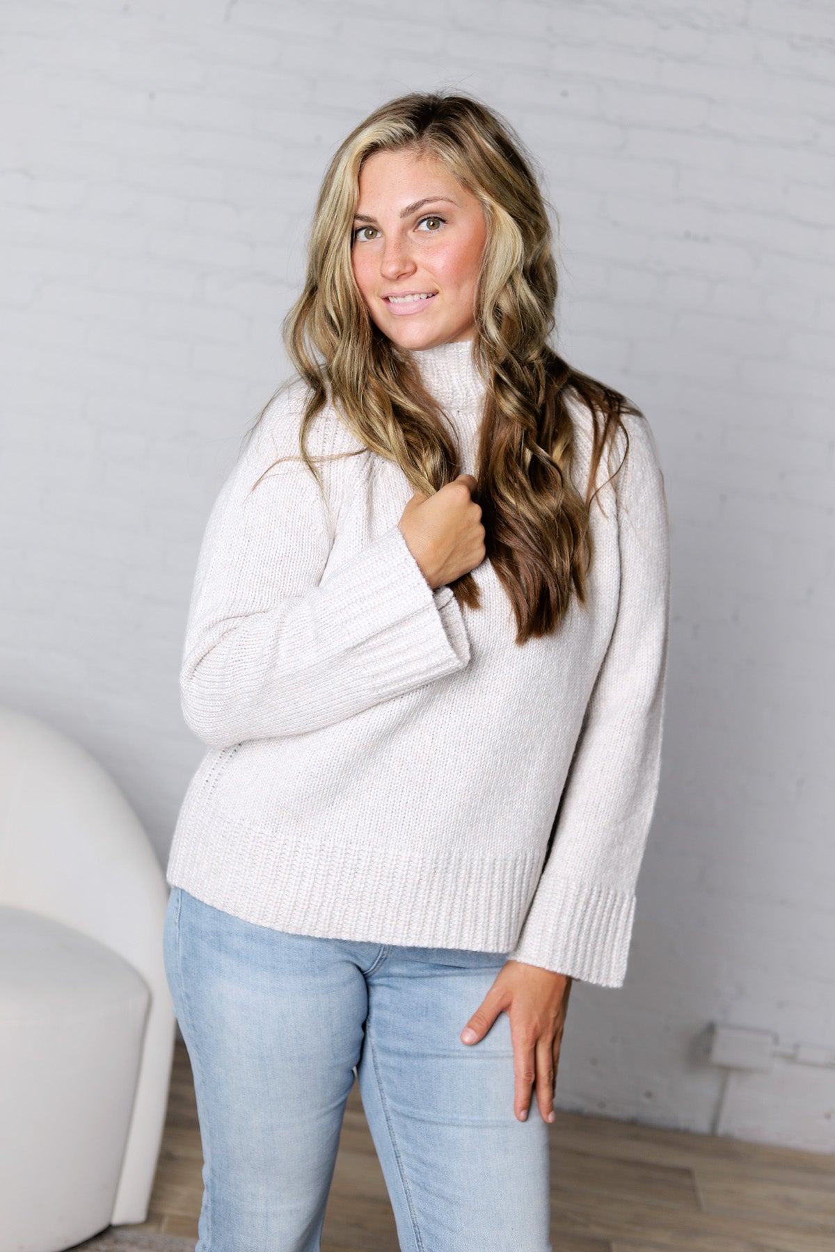Emerge Funnel Neck Sweater by Z Supply - Turtle Dove