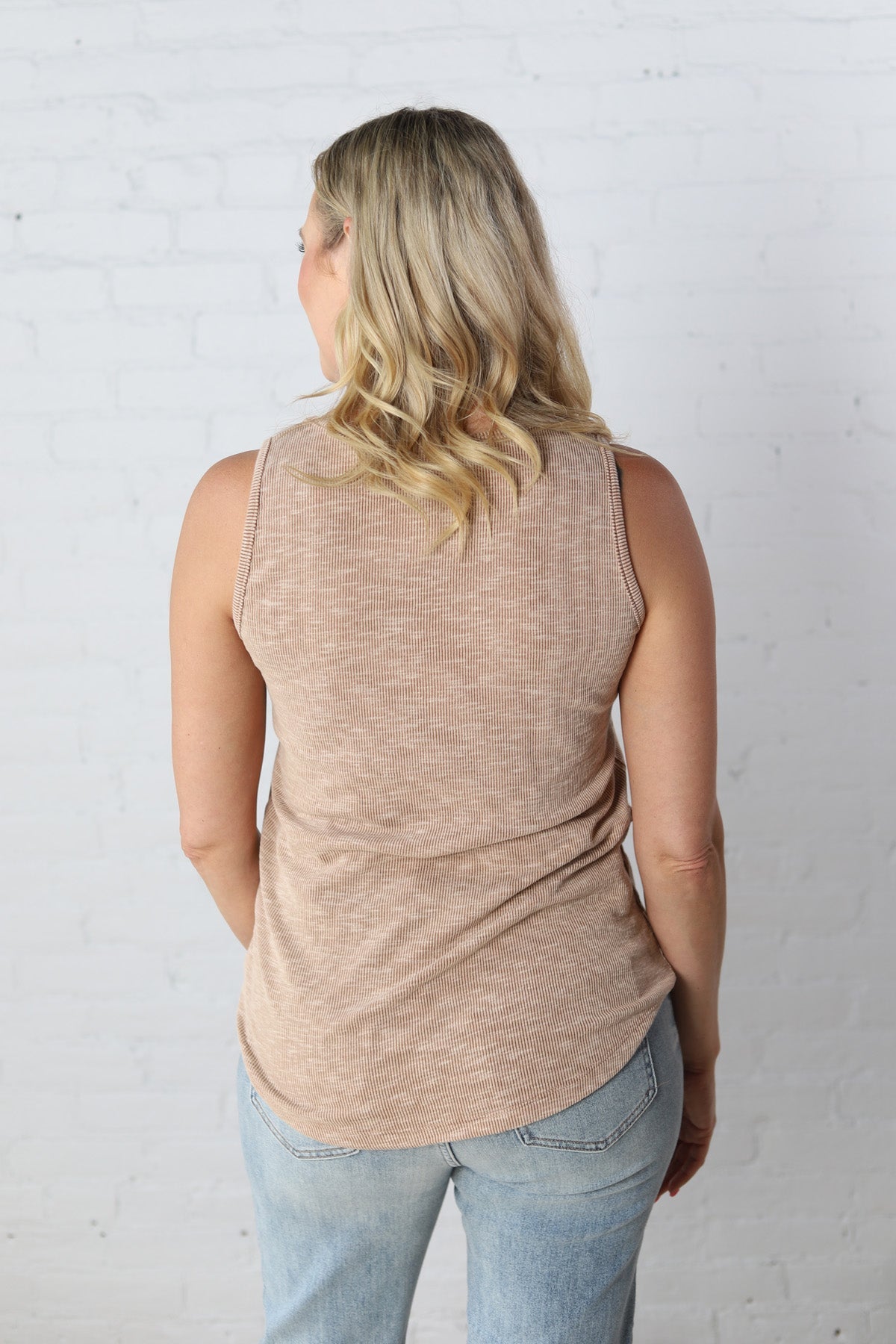 Engrid Sleeveless Ribbed Top - Taupe
