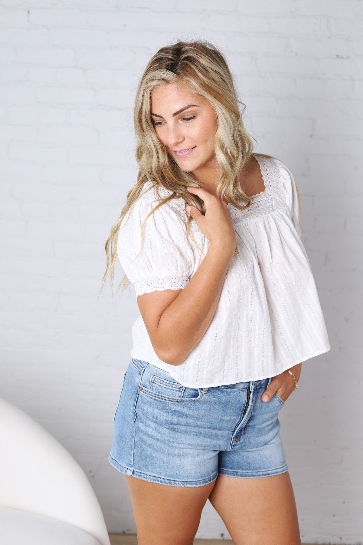 Esme Square Neck Blouse - White