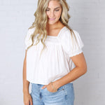Esme Square Neck Blouse - White