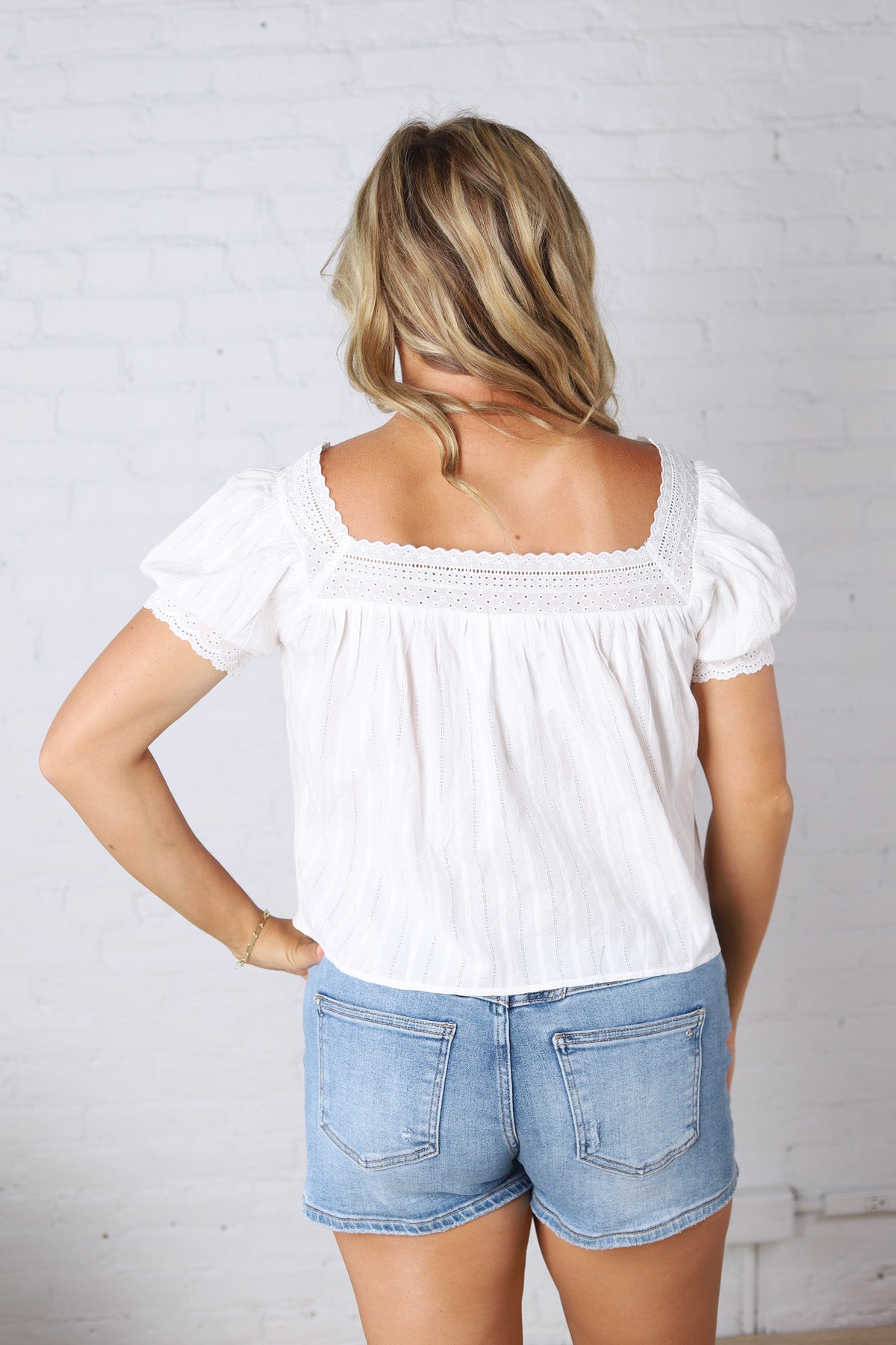 Esme Square Neck Blouse - White