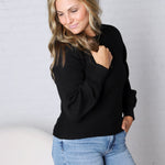 Esmerie Ribbed Knit Top - Black