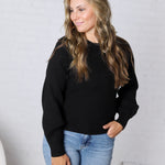 Esmerie Ribbed Knit Top - Black