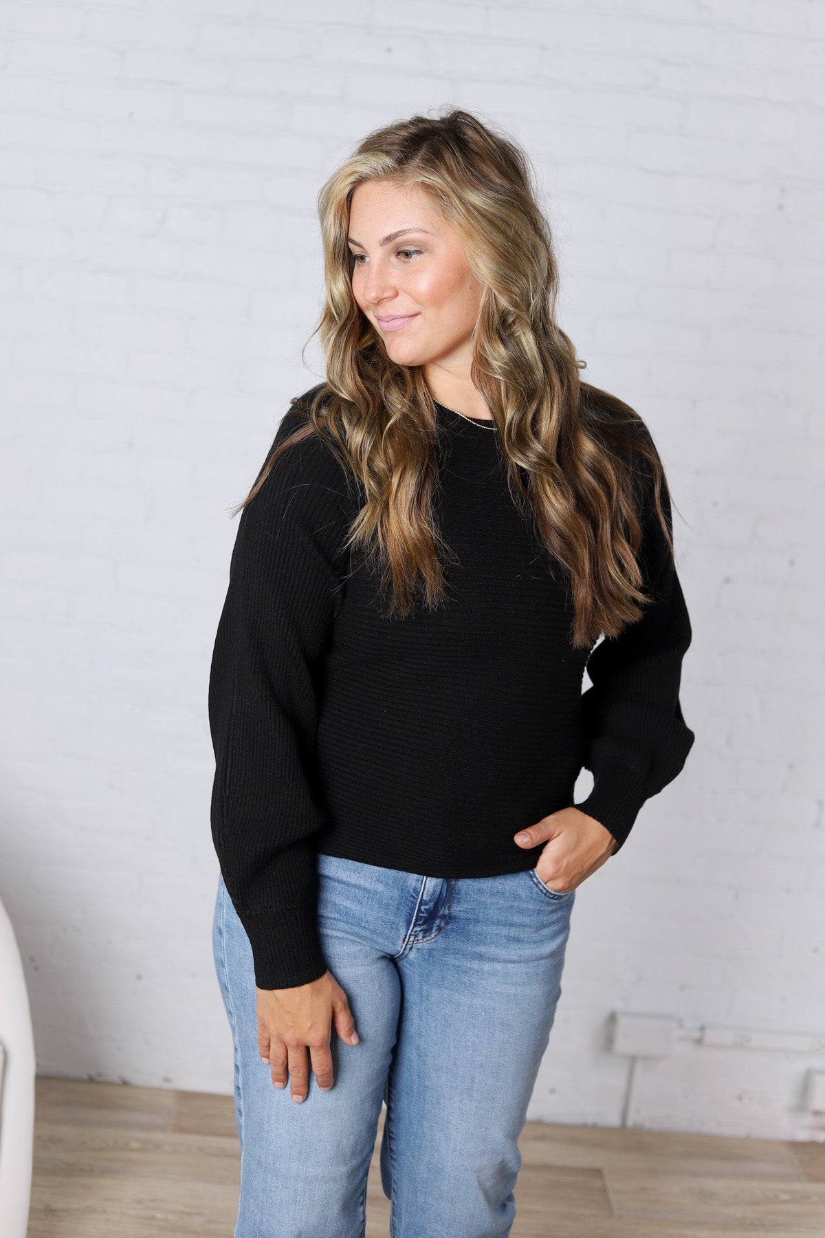 Esmerie Ribbed Knit Top - Black