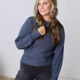 Esmerie Ribbed Knit Top - Blue