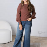 Esmerie Ribbed Knit Top - Brown