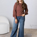 Esmerie Ribbed Knit Top - Brown