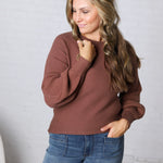Esmerie Ribbed Knit Top - Brown