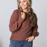 Esmerie Ribbed Knit Top - Brown