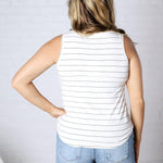 Euclid Tank - Cream/Black Stripe