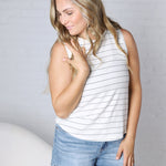Euclid Tank - Cream/Black Stripe