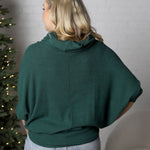 Evania Turtle Cowl Neck Brushed Knit - Evergreen