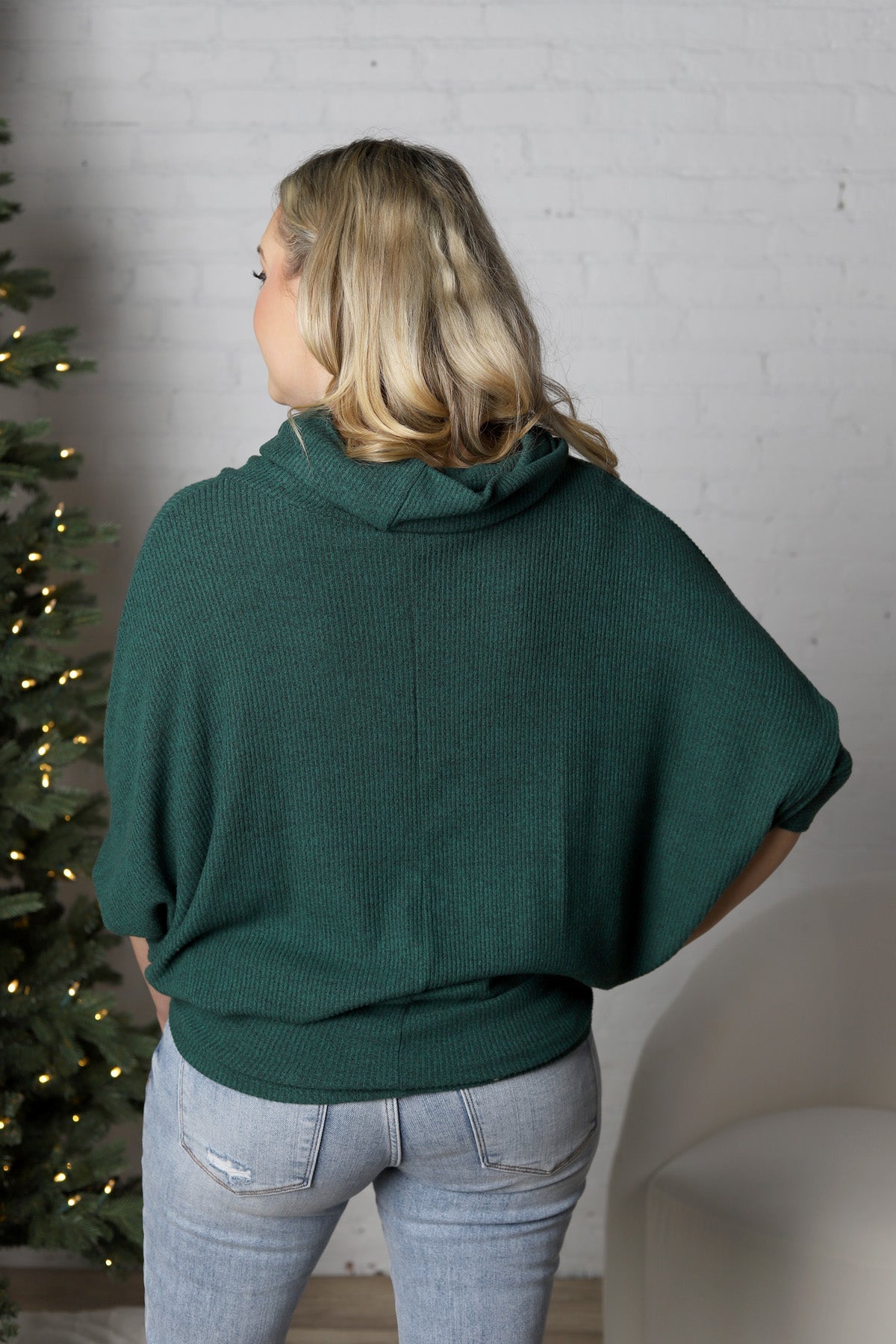 Evania Turtle Cowl Neck Brushed Knit - Evergreen - FINAL SALE