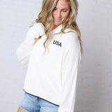 Evelina USA Flag Half Zip Sweater FINAL SALE