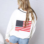 Evelina USA Flag Half Zip Sweater FINAL SALE
