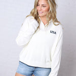 Evelina USA Flag Half Zip Sweater FINAL SALE