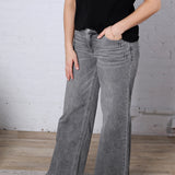 Eyre Mid Rise Wide Straight Leg Denim - Light Gray