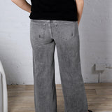 Eyre Mid Rise Wide Straight Leg Denim - Light Gray