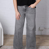 Eyre Mid Rise Wide Straight Leg Denim - Light Gray