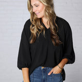 Ezra Puff Sleeve Blouse - Black - FINAL SALE
