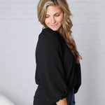 Ezra Puff Sleeve Blouse - Black - FINAL SALE