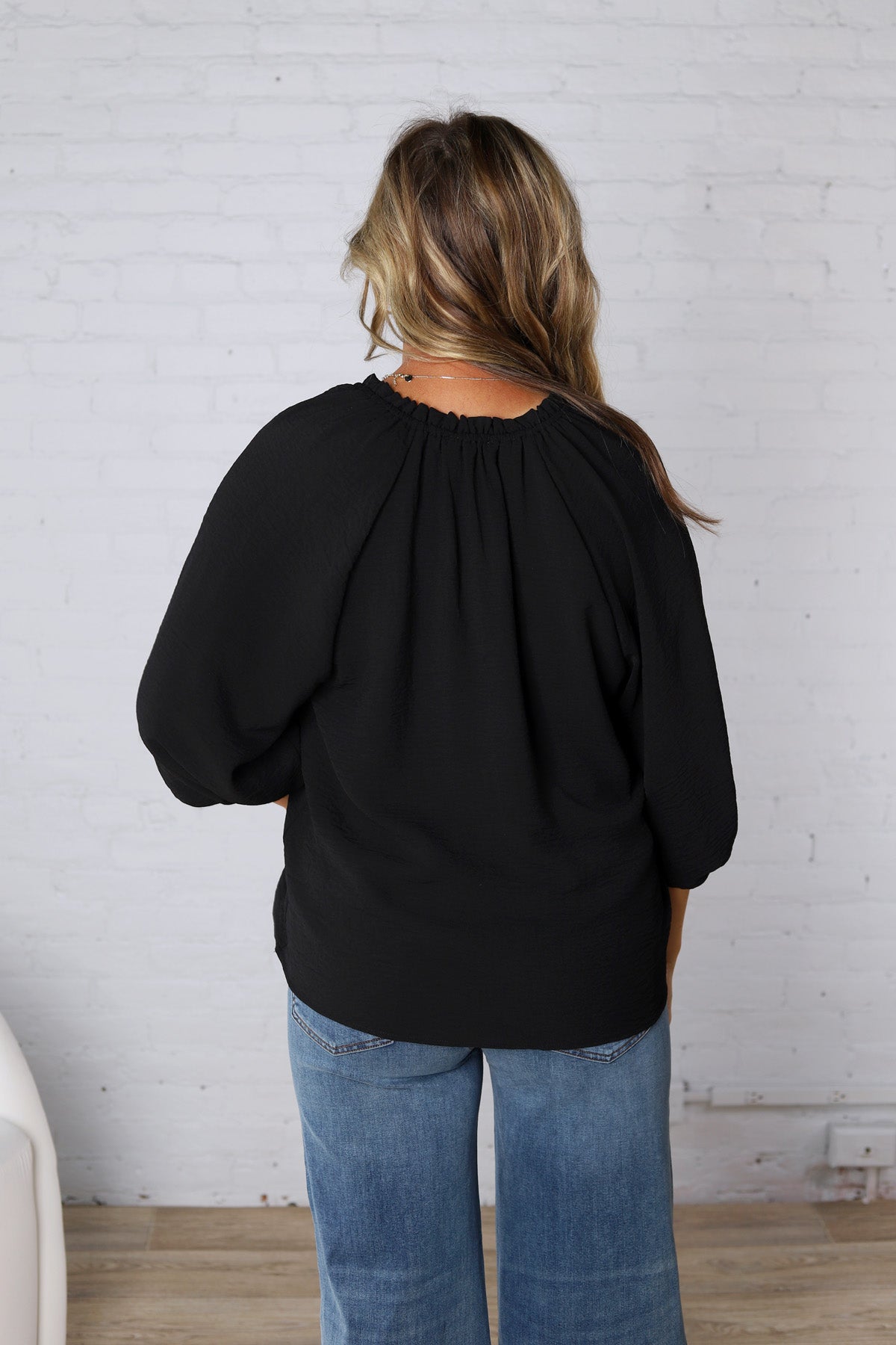 Ezra Puff Sleeve Blouse - Black - FINAL SALE