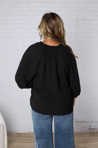 Ezra Puff Sleeve Blouse - Black - FINAL SALE
