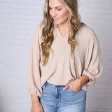 Ezra Puff Sleeve Blouse - Taupe