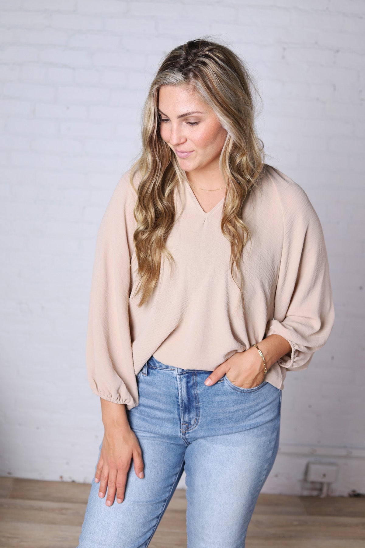 Ezra Puff Sleeve Blouse - Taupe