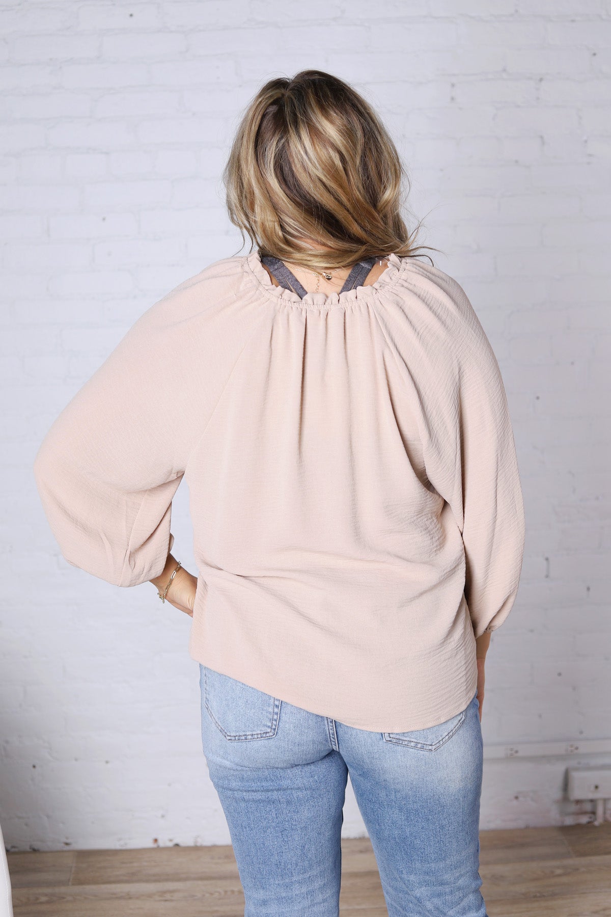 Ezra Puff Sleeve Blouse - Taupe