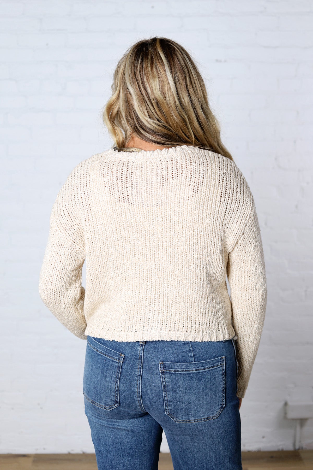 Fable Textured Button Knit Cardigan - Oat