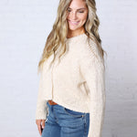 Fable Textured Button Knit Cardigan - Oat