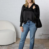 Fallon Balloon Sleeve Blouse - Black