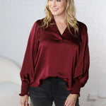 Fallon Balloon Sleeve Blouse - Burgundy - FINAL SALE