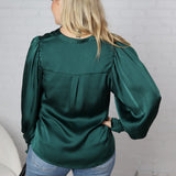 Fallon Balloon Sleeve Blouse - Hunter Green