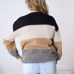 Fallon Color Block Knit Sweater - Black Combo