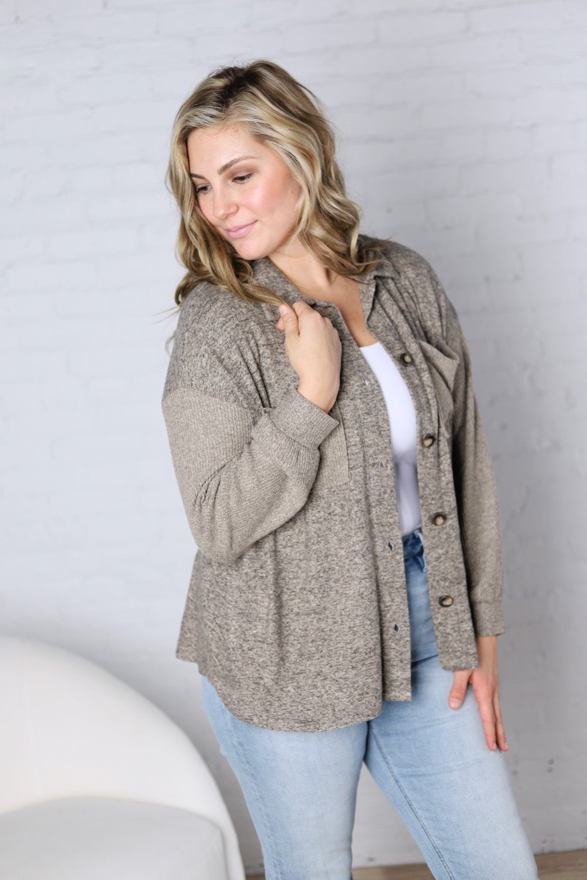 Fallyn Long Sleeve Shacket - Taupe