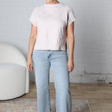 Falon Checker Pattern Round Neck Dolman Sweater Top - Oatmeal