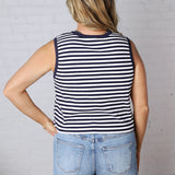 Fara Knit Sleeveless Top - Navy