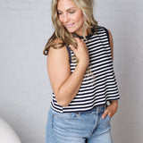 Fara Knit Sleeveless Top - Navy