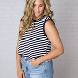 Fara Knit Sleeveless Top - Navy