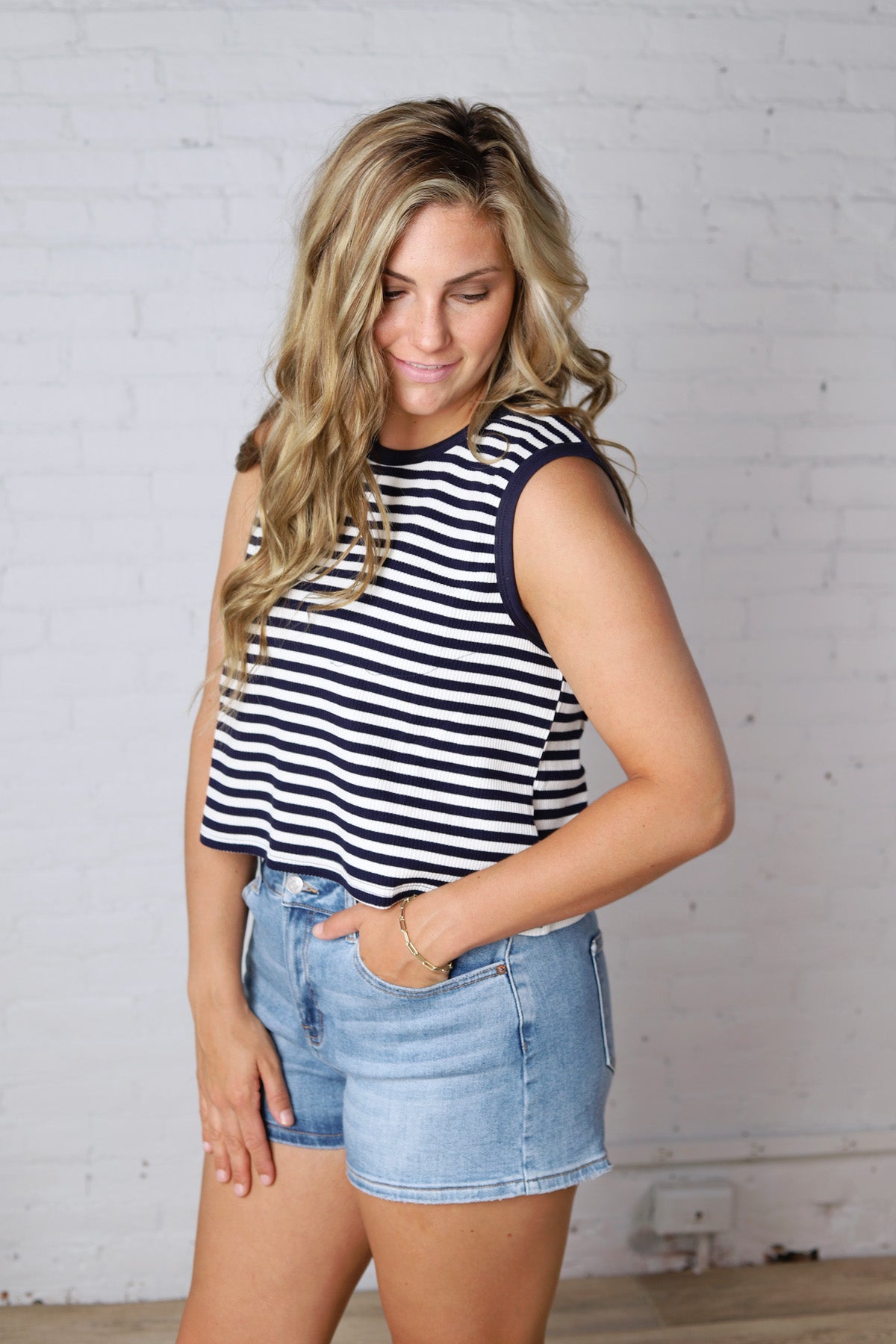 Fara Knit Sleeveless Top - Navy